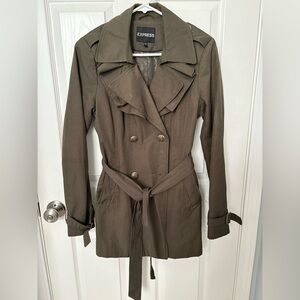 Express Khaki Double-Breasted Trench Coat